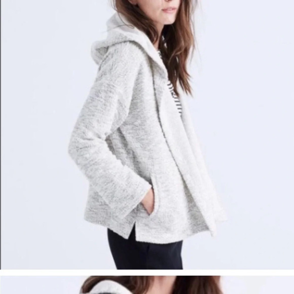 Madewell Cotton Textured Hooded Open Front Sweater Jacket | Size M - Picture 3 of 7
